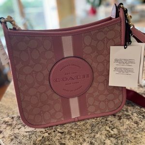 Coach Dempsey File Crossbody In Signature Jacquard With Stripe And Coach Patch.